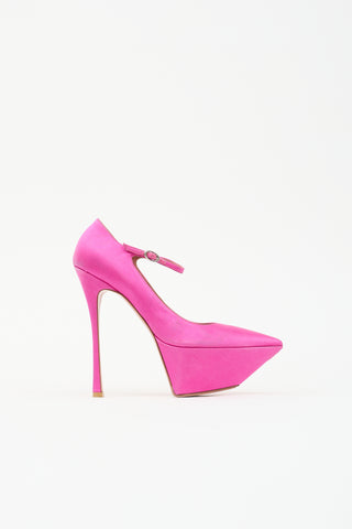 Amina Muaddi Satin Yigit Platform Heel