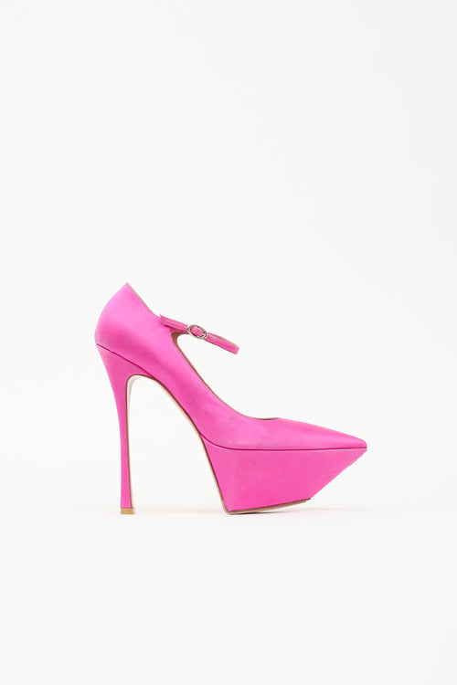 Amina Muaddi Satin Yigit Platform Heel