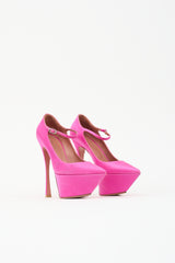 Amina Muaddi Satin Yigit Platform Heel