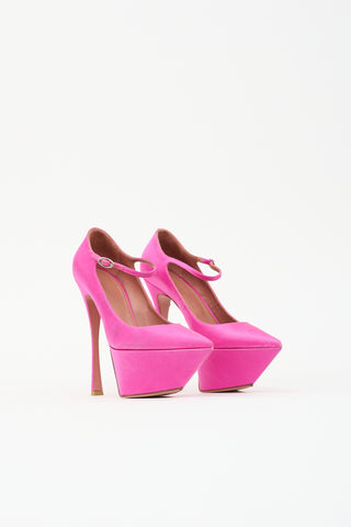Amina Muaddi Satin Yigit Platform Heel