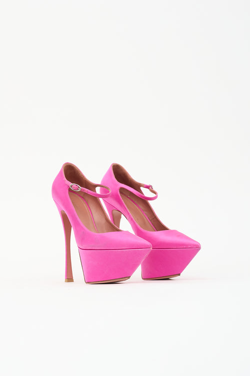 Amina Muaddi Satin Yigit Platform Heel