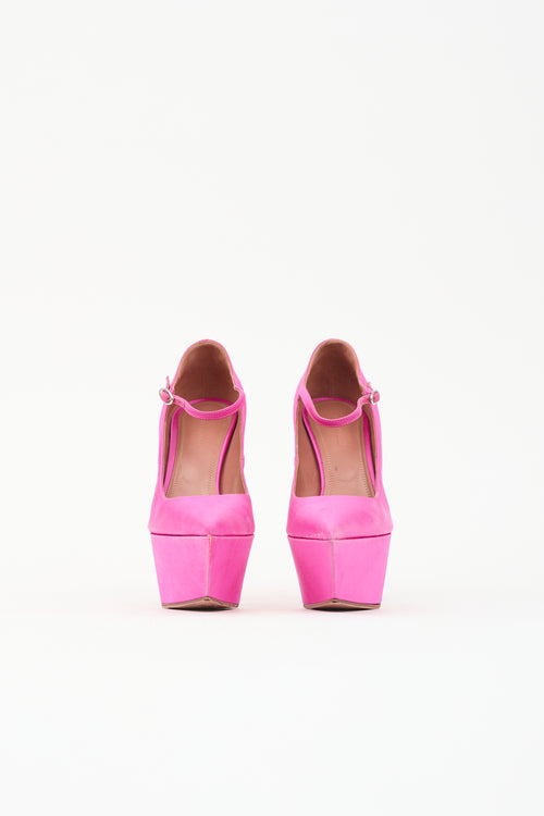 Amina Muaddi Satin Yigit Platform Heel