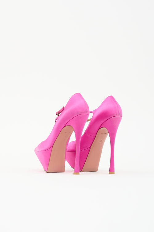 Amina Muaddi Satin Yigit Platform Heel