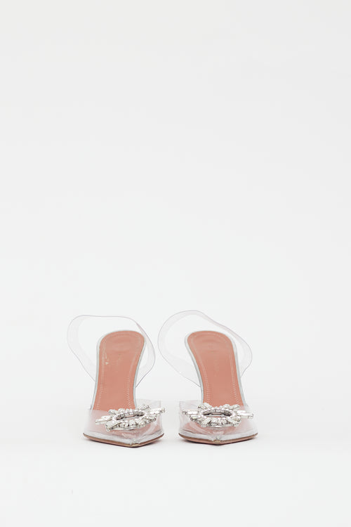 Amina Muaddi Silver Begum Glass Transparent Heel