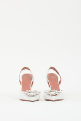 Amina Muaddi White Leather Begum Slingback Pump