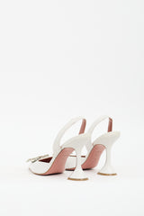 Amina Muaddi White Leather Begum Slingback Pump