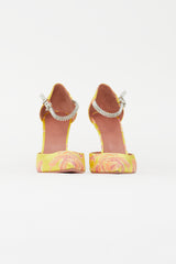 Amina Muaddi Yellow & Multicolour Ursina Floral Brocade Pump
