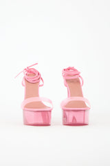 Amina Muaddi Leather & PVC Sita Platform Heel