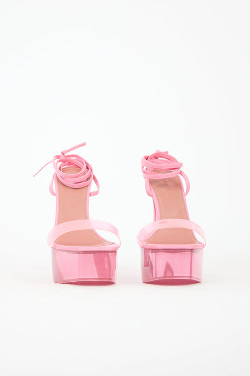 Amina Muaddi Leather & PVC Sita Platform Heel