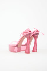 Amina Muaddi Leather & PVC Sita Platform Heel