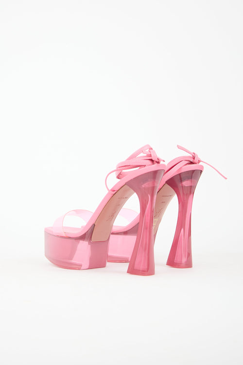 Amina Muaddi Leather & PVC Sita Platform Heel