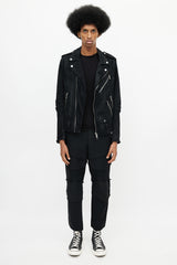 Amiri Black Distressed Denim Biker Jacket