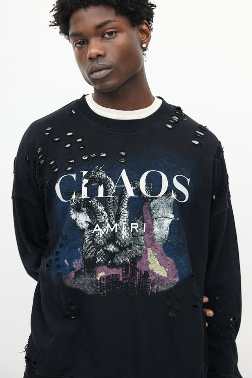 Amiri Black & Multicolour Chaos Distressed Sweatshirt