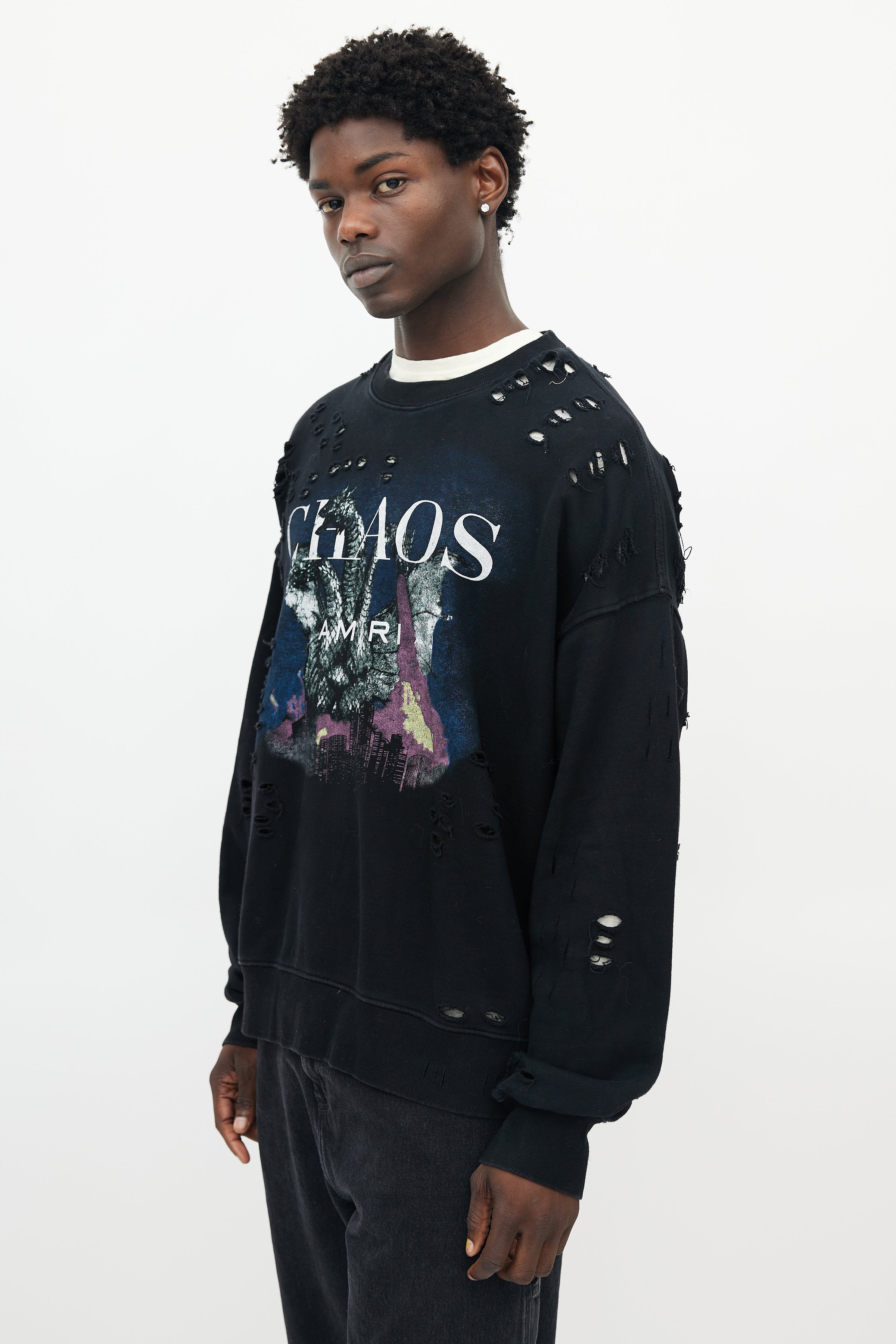 Amiri // Black & Multicolour Chaos Distressed Sweatshirt – VSP