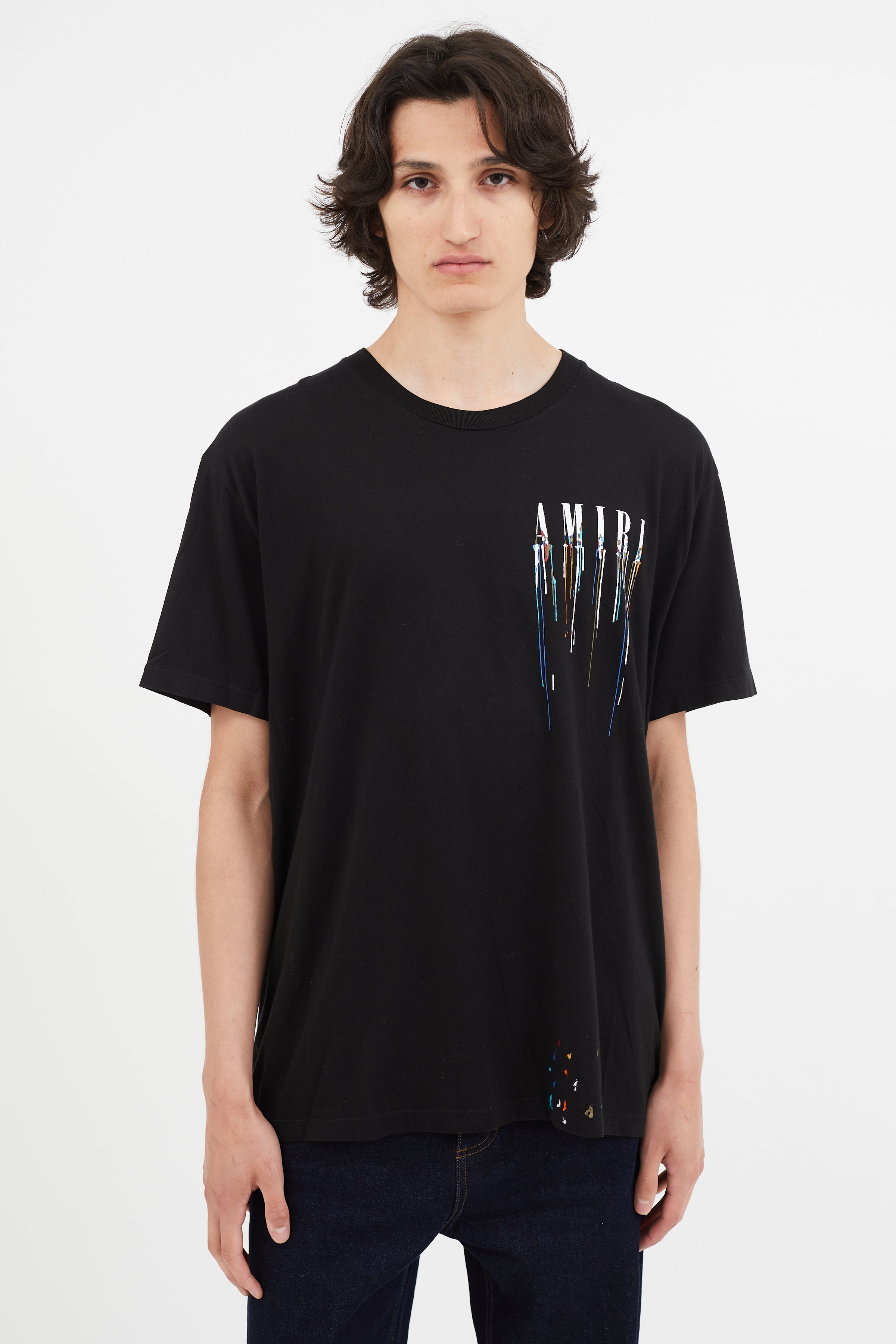 Amiri // Black & Multicolour Drip Logo T-Shirt – VSP Consignment