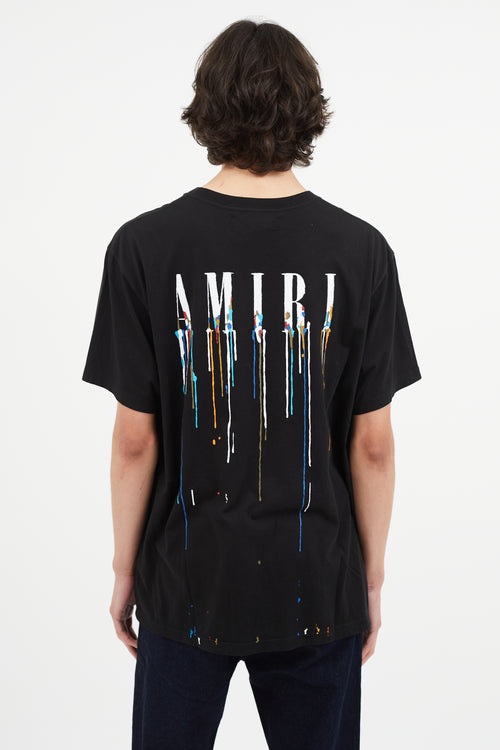 Amiri Black & Multicolour Drip Logo T-Shirt