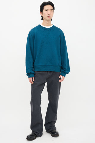 Amiri Blue Distressed Crewneck