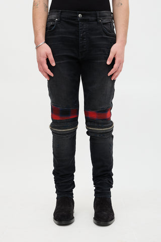 Amiri MX2 Distressed Plaid Patch Jeans