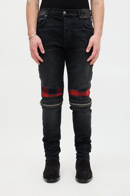 Amiri MX2 Distressed Plaid Patch Jeans