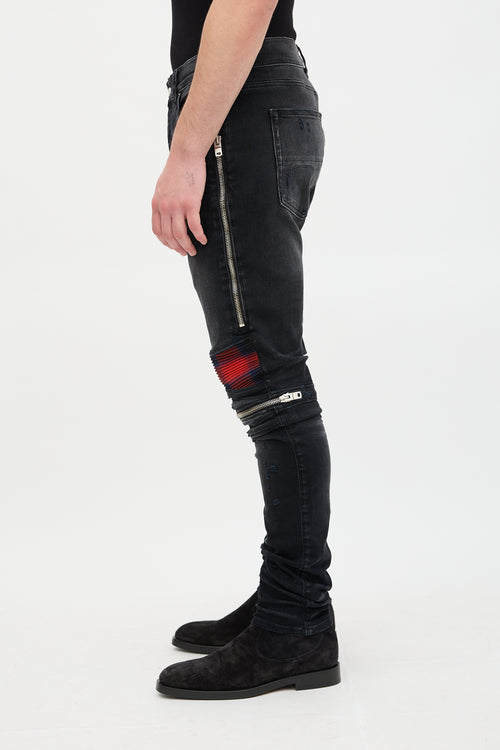 Amiri MX2 Distressed Plaid Patch Jeans
