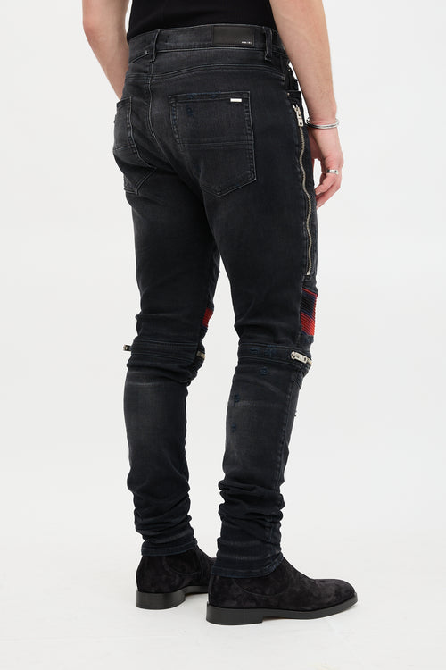 Amiri MX2 Distressed Plaid Patch Jeans