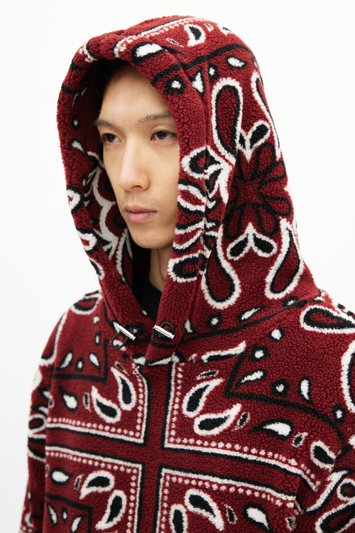 Amiri Red & Multicolour Paisley Fleece Hoodie