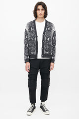 Amiri White & Grey Wool Cardigan