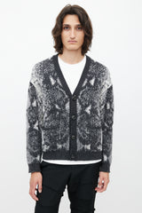 Amiri White & Grey Wool Cardigan