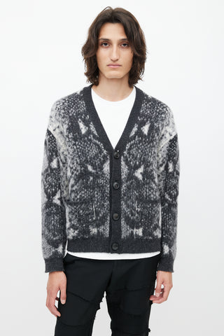 Amiri White & Grey Wool Cardigan