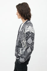 Amiri White & Grey Wool Cardigan