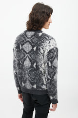 Amiri White & Grey Wool Cardigan