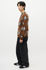 Amiri X Wes Lang Brown & Multicolour Wool Skull Cardigan