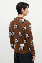 Amiri X Wes Lang Brown & Multicolour Wool Skull Cardigan