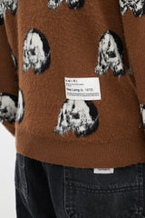 Amiri X Wes Lang Brown & Multicolour Wool Skull Cardigan