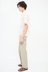 Amomento Cream Crochet Square Shirt