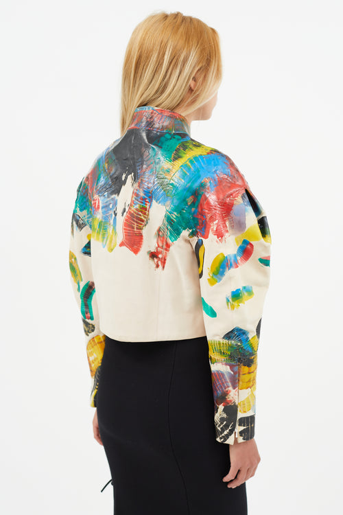 Anca Belbe Cream & Multicolour Paint Jacket