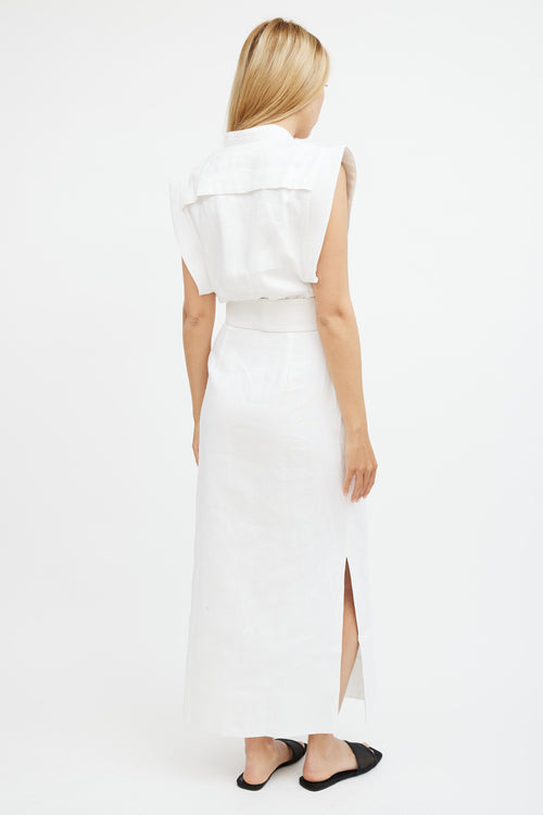 Andres Otalora White Linen Sleeveless Maxi Dress