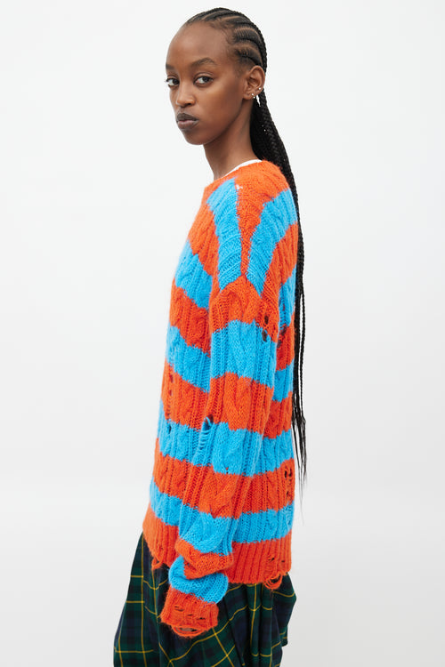 Andersson Bell Blue & Orange Distressed Cableknit Sweater