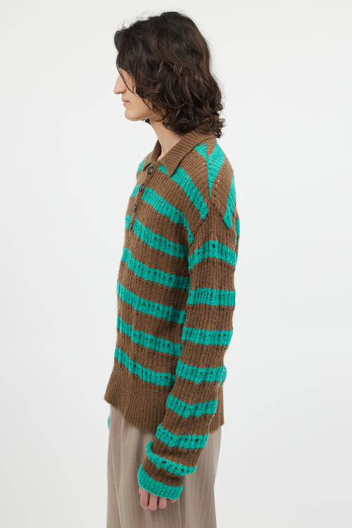 Andersson Bell Green & Brown Loose Knit Striped Sweater