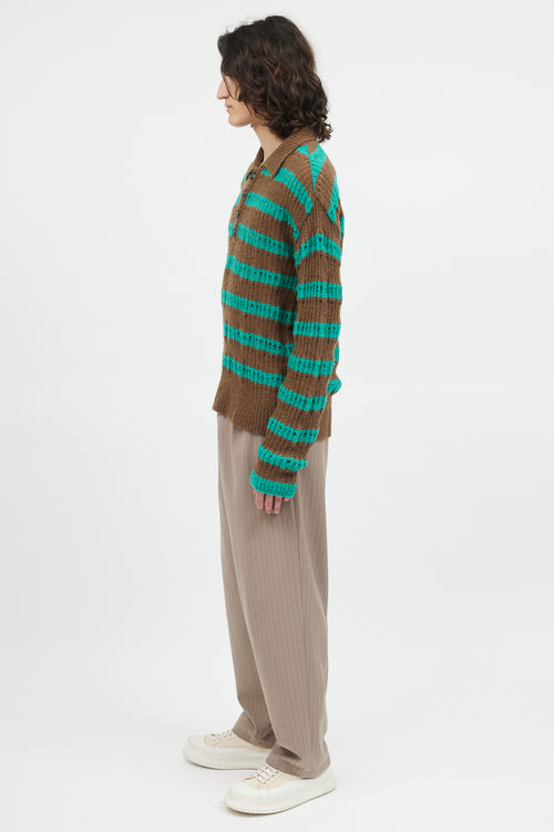 Andersson Bell Green & Brown Loose Knit Striped Sweater