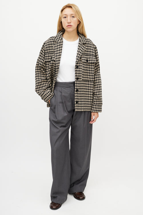 Anine Bing Black & White Houndstooth Woven Jacket