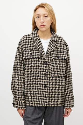 Anine Bing Black & White Houndstooth Woven Jacket