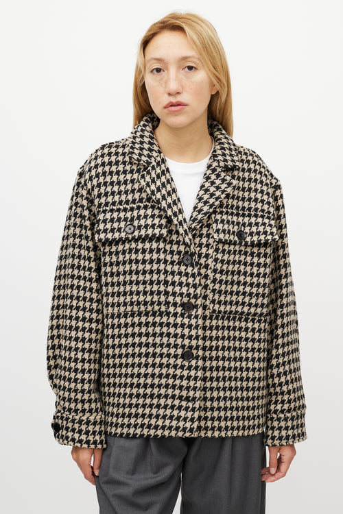 Anine Bing Black & White Houndstooth Woven Jacket