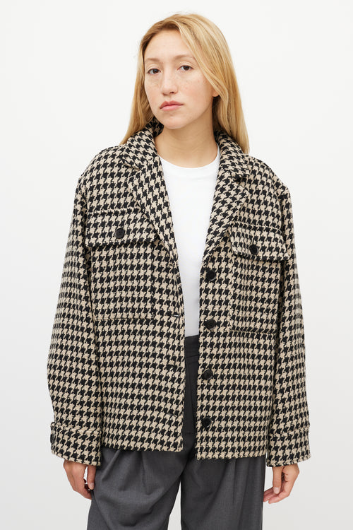 Anine Bing Black & White Houndstooth Woven Jacket