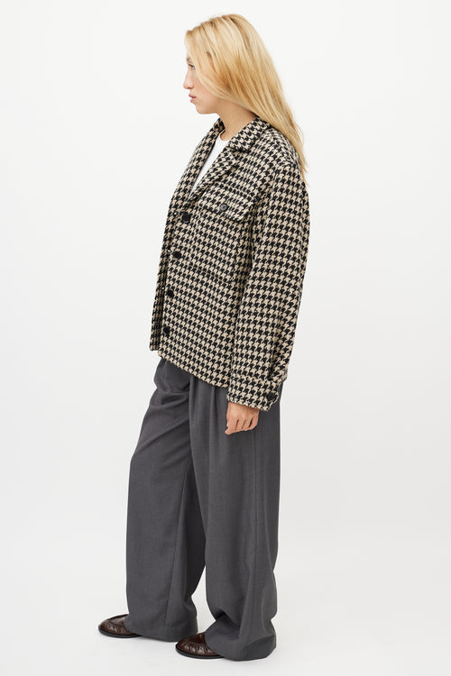 Anine Bing Black & White Houndstooth Woven Jacket