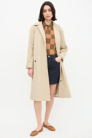 Anine Bing Beige Button Up Trench Coat