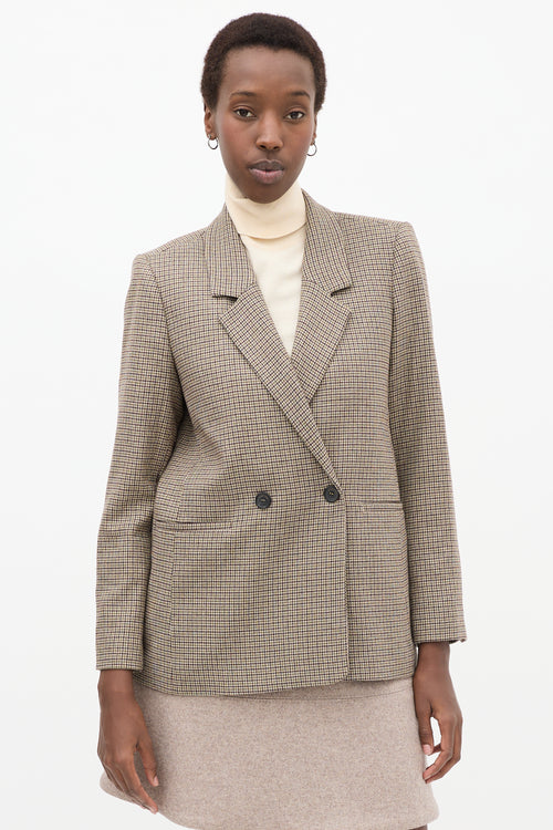 Anine Bing Beige Green Gingham Blazer VSP Consignment