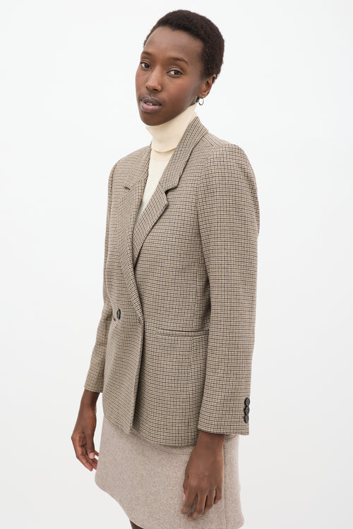 Beige & Green Gingham Blazer