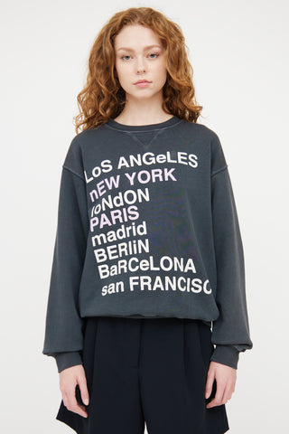 Anine Bing Grey & Multicolour Cities Crewneck