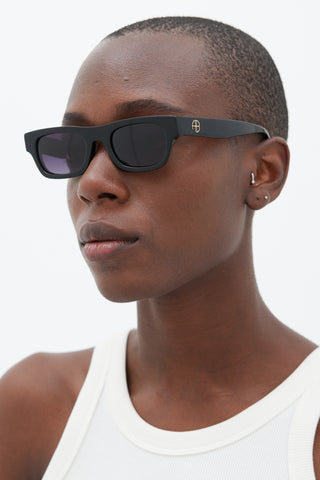 Anine Bing Black & Gold Otis Rectangular Sunglasses